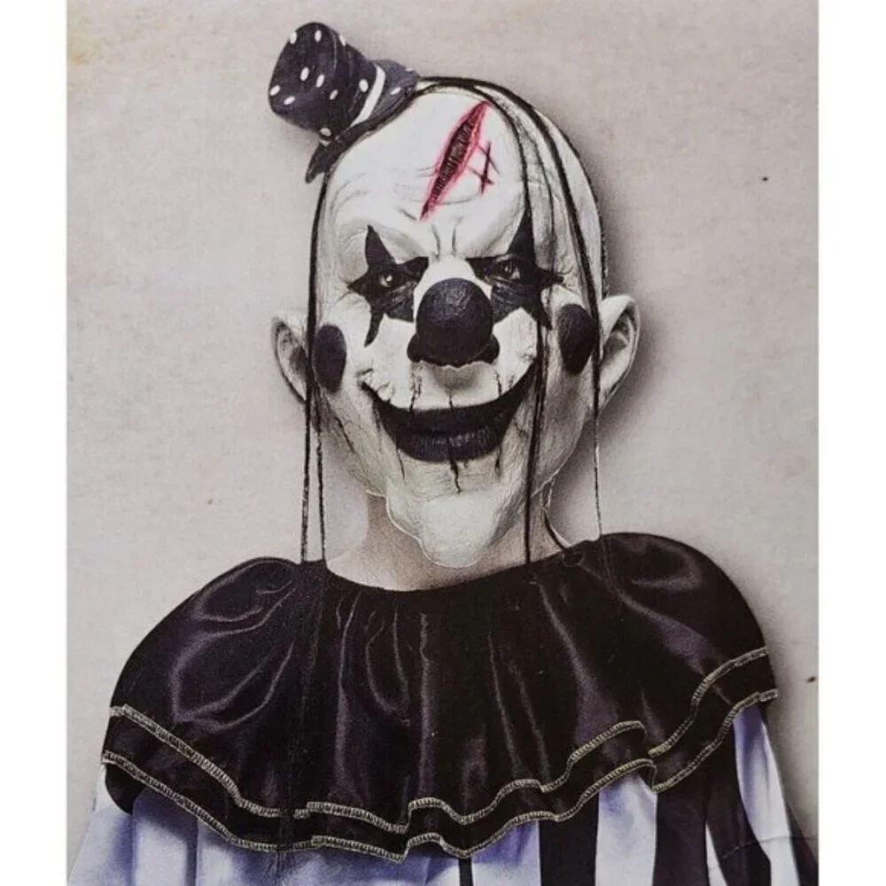 Killer Clown MASK AND BLACK COLLAR ONLY Halloween Costume Boys Medium NEVER USED
